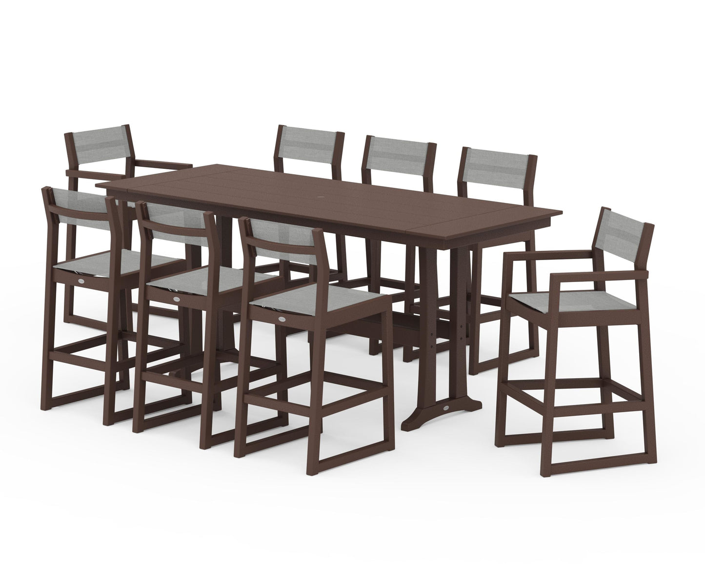 EDGE Sling 9-Piece Farmhouse Bar Set with Trestle Legs