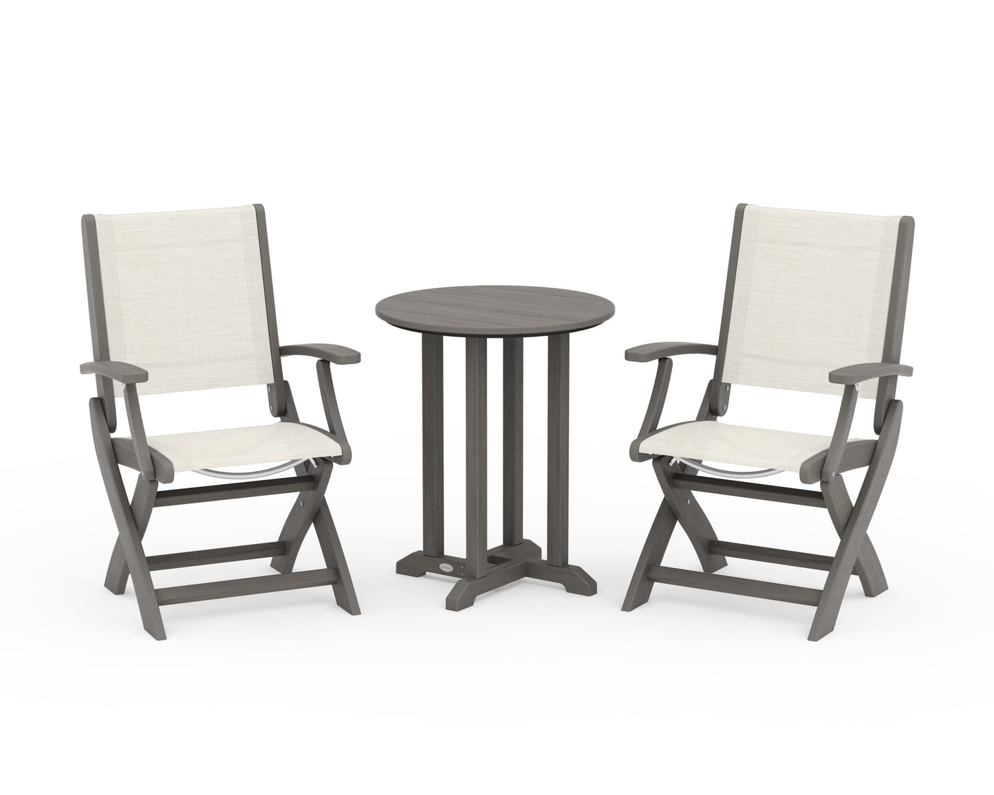 Coastal Folding 3-Piece Round Bistro Dining Set