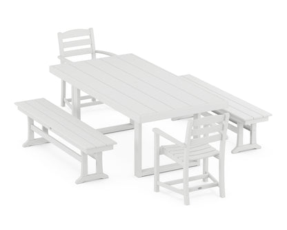 La Casa Cafe 5-Piece Dining Set with Benches