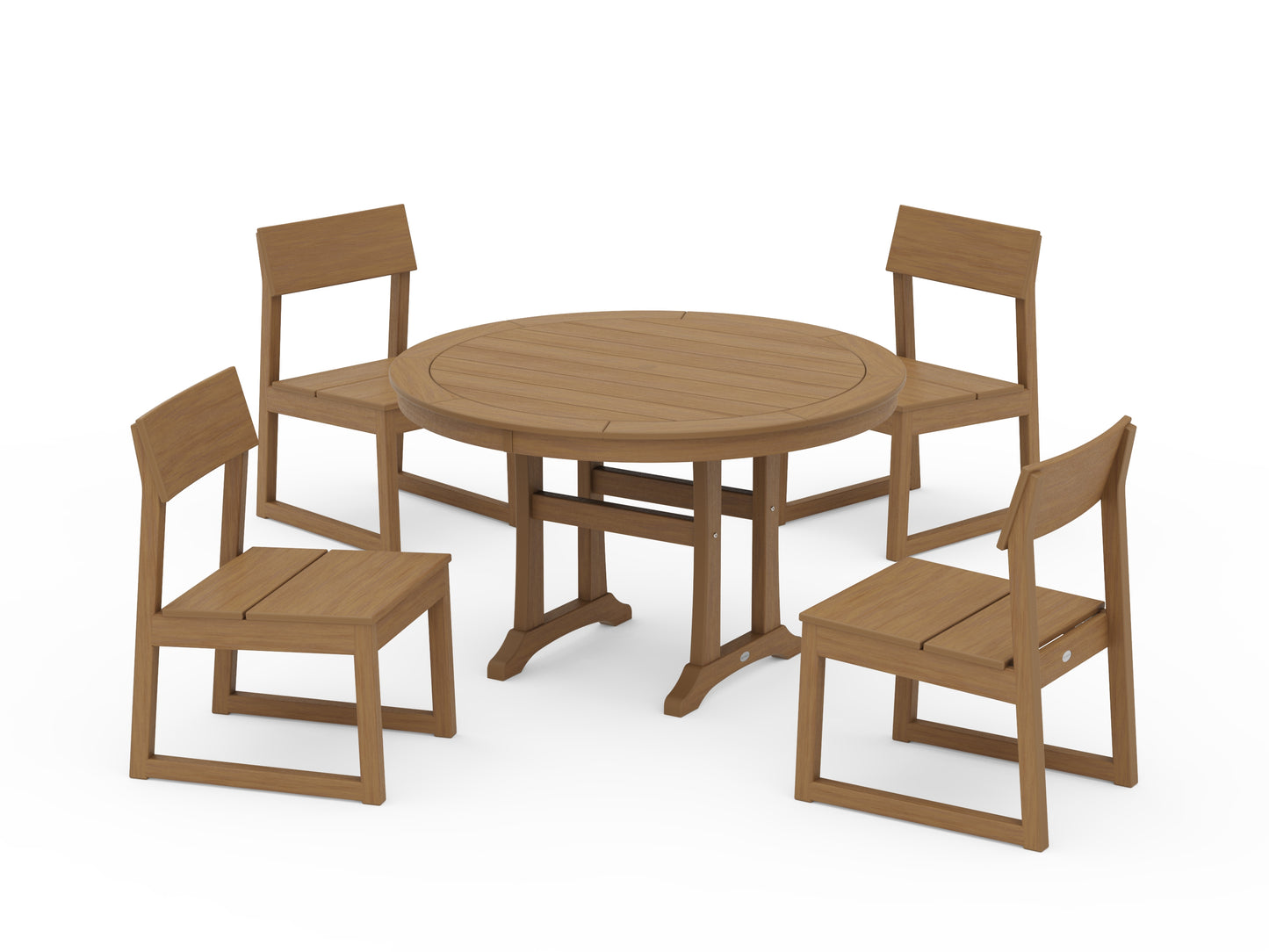 EDGE Side Chair 5-Piece Round Dining Set With Trestle Legs