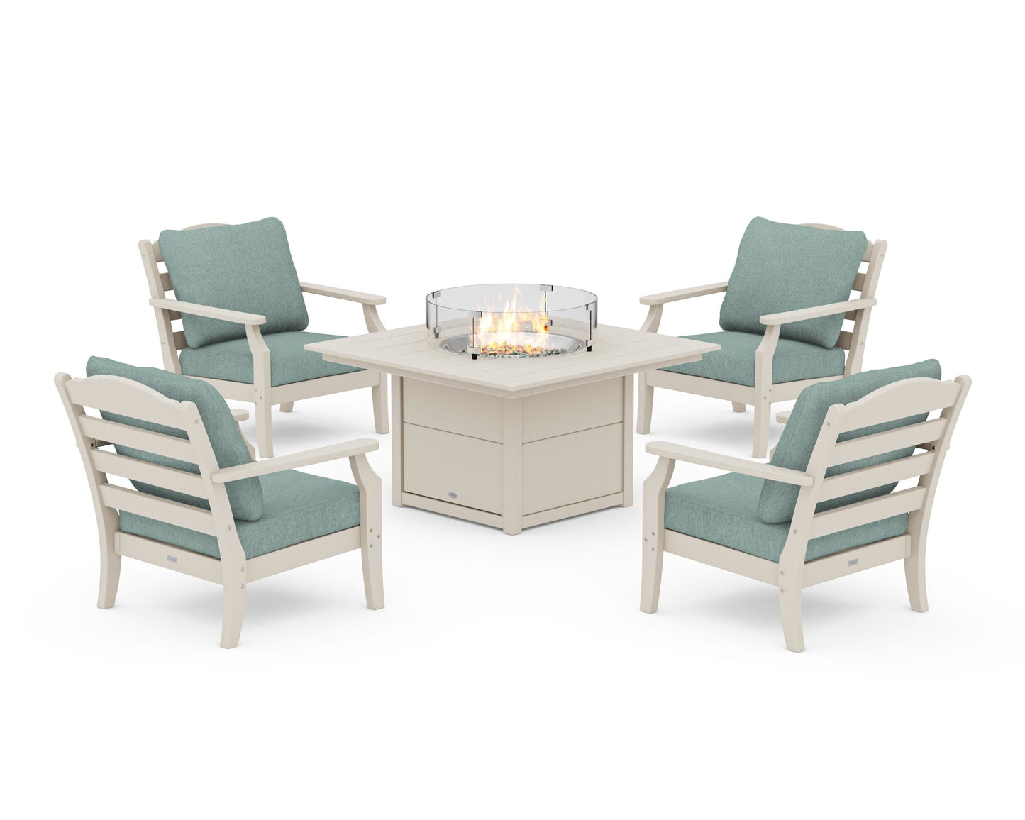 Savannah 5-Piece Deep Seating Set with Fire Pit Table