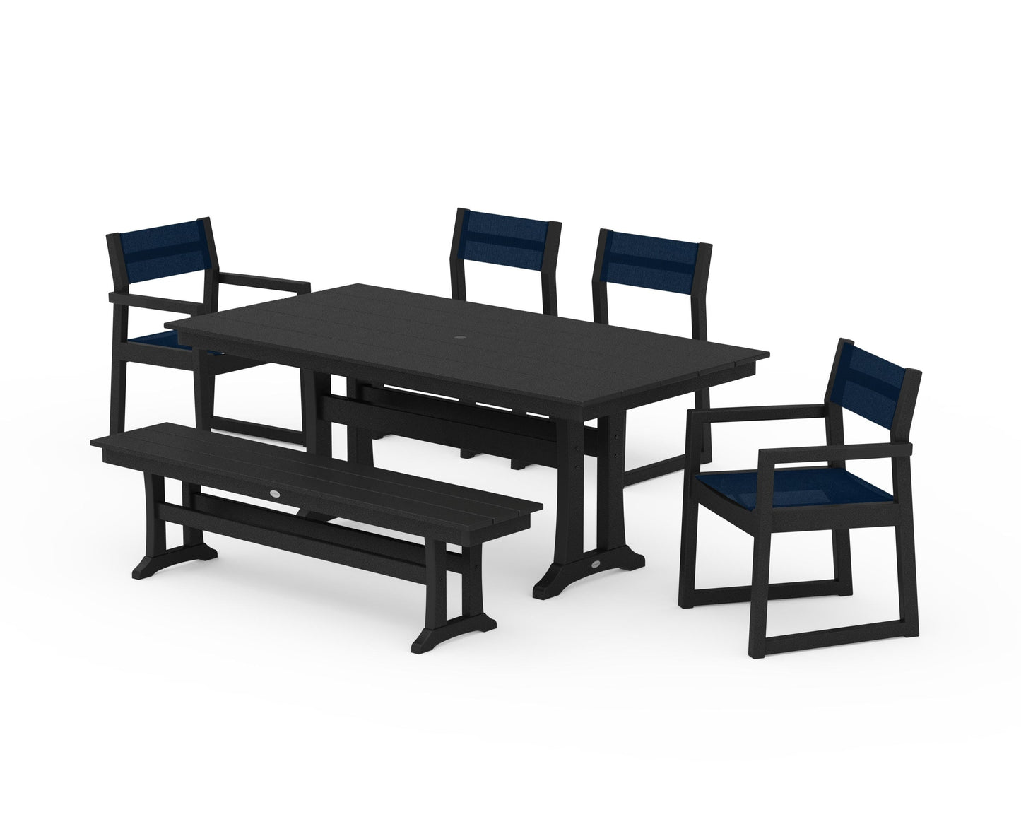 EDGE Sling 6-Piece Farmhouse Dining Set With Trestle Legs