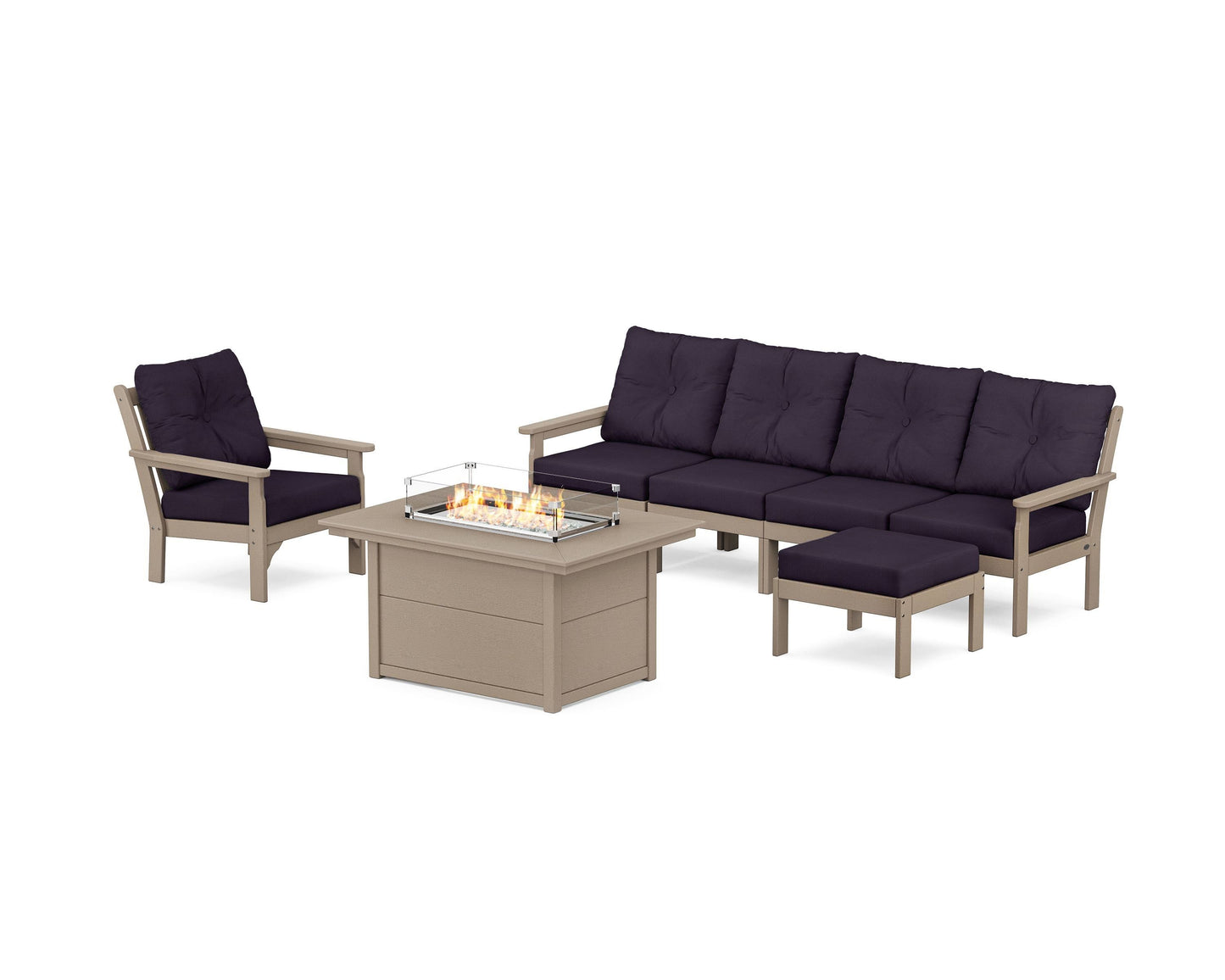 Vineyard Sectional Lounge and Fire Pit Set