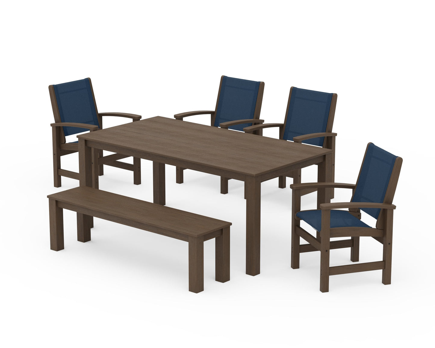 Coastal 6-Piece Parsons Dining Set with Bench