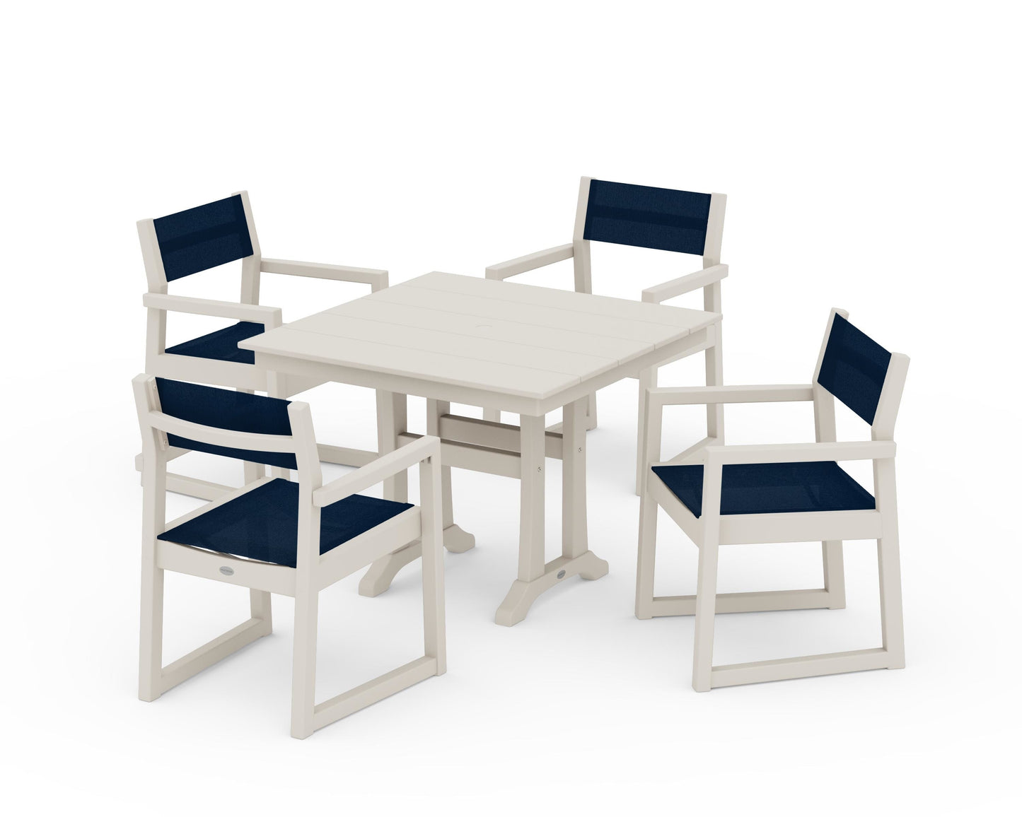EDGE Sling 5-Piece Farmhouse Dining Set with Trestle Legs