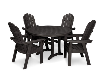 Vineyard Curveback Adirondack 5-Piece Nautical Trestle Dining Set
