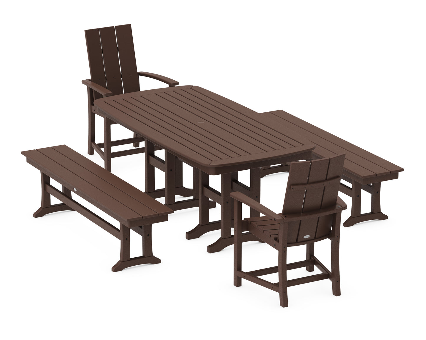 Modern Adirondack 5-Piece Farmhouse Dining Set with Benches