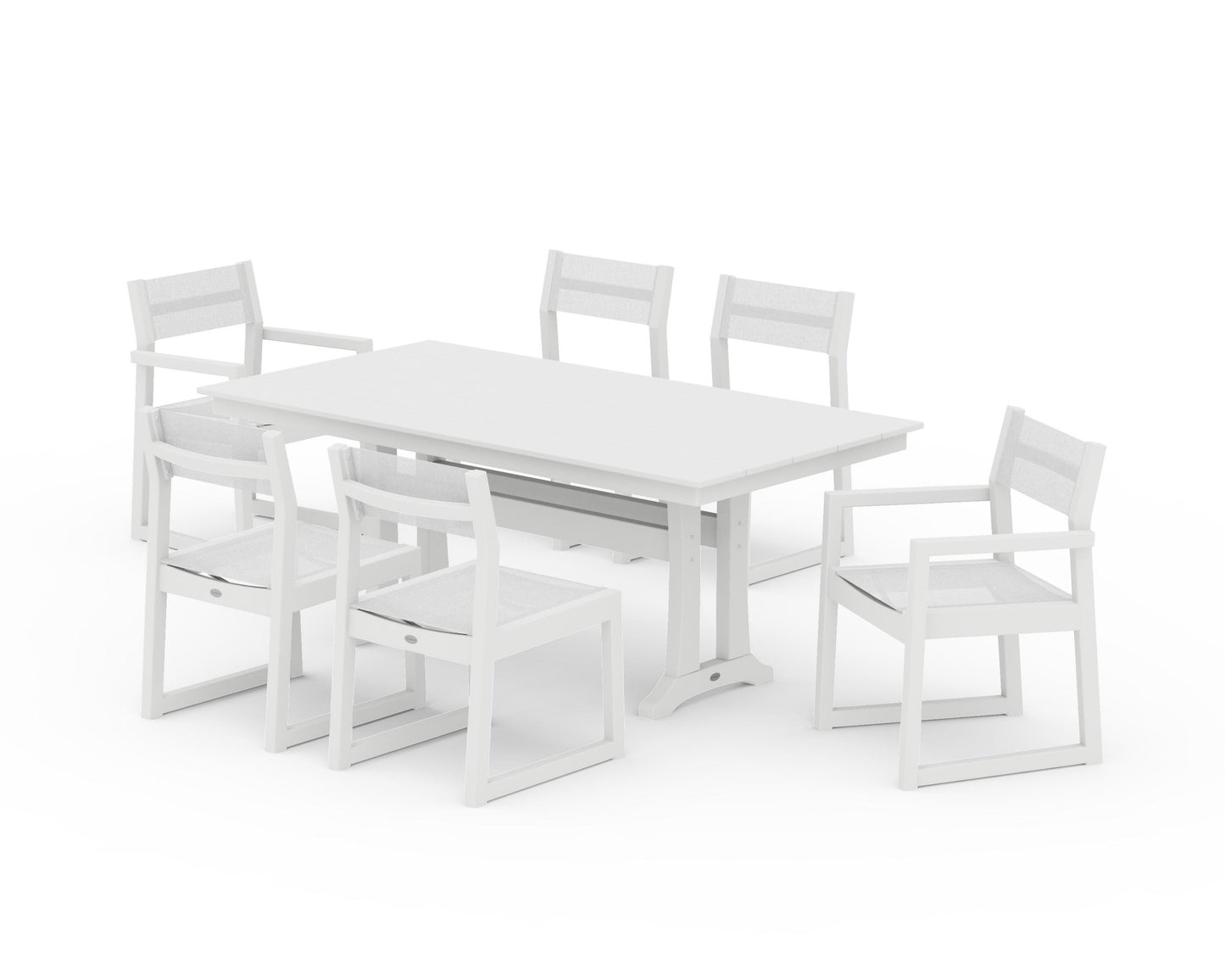 EDGE Sling 7-Piece Farmhouse Trestle Dining Set