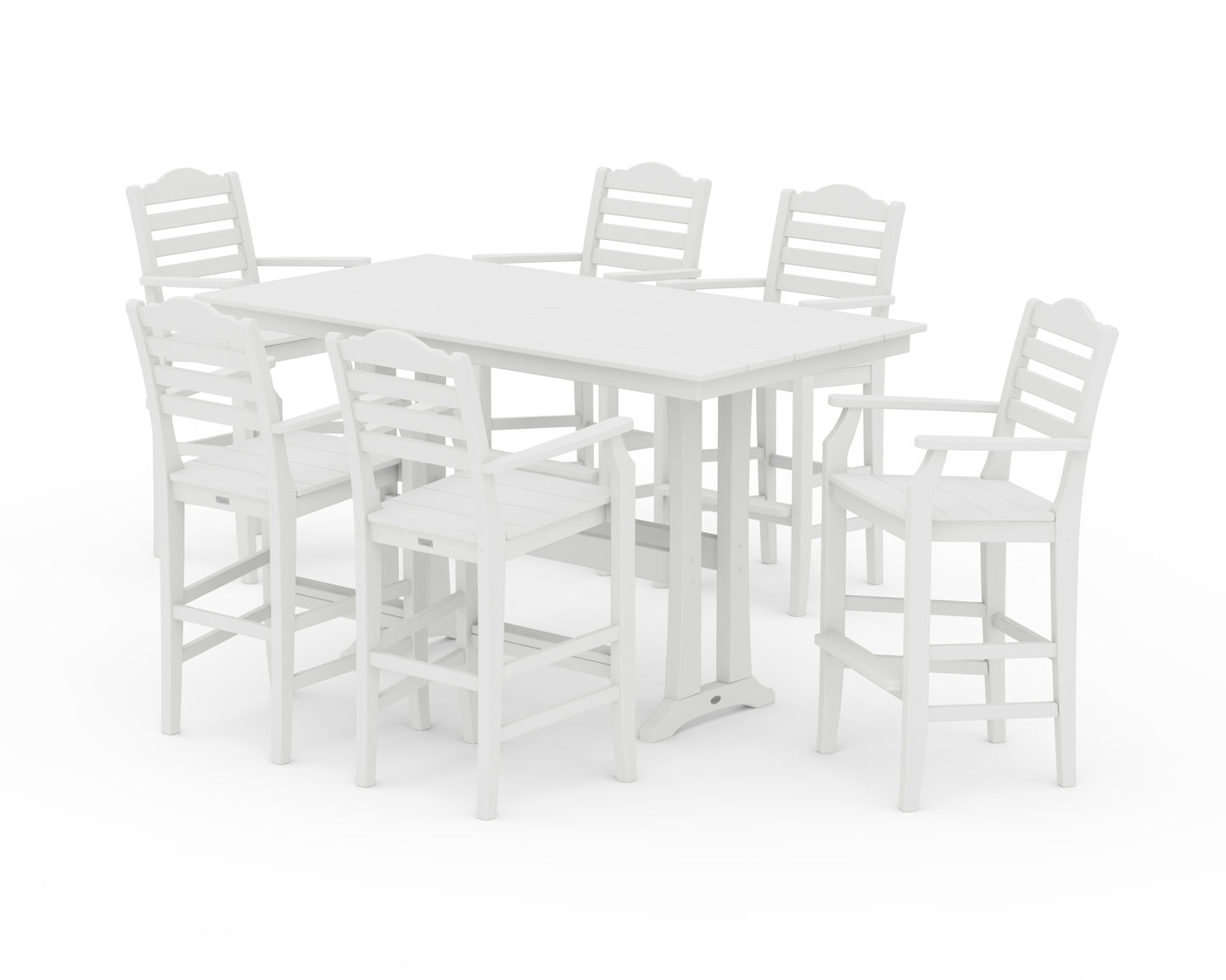 Savannah Arm Chair 7-Piece Farmhouse Bar Set with Trestle Legs