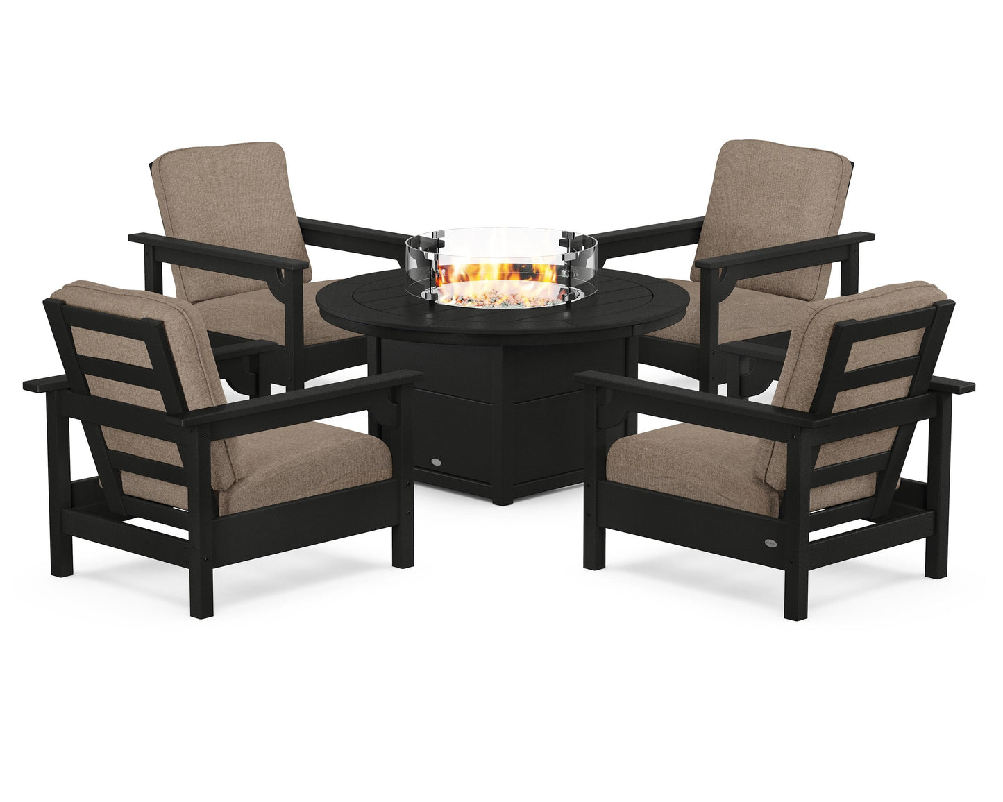 Club 5-Piece Conversation Set with Fire Pit Table