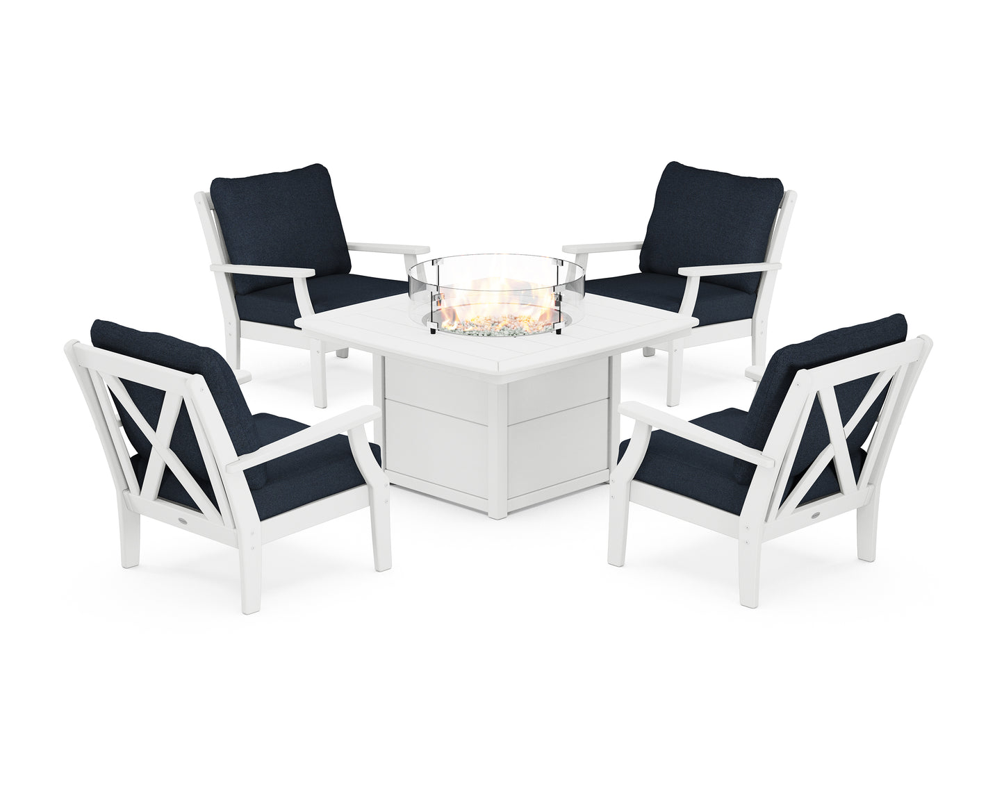 Braxton 5-Piece Deep Seating Conversation Set with Fire Pit Table