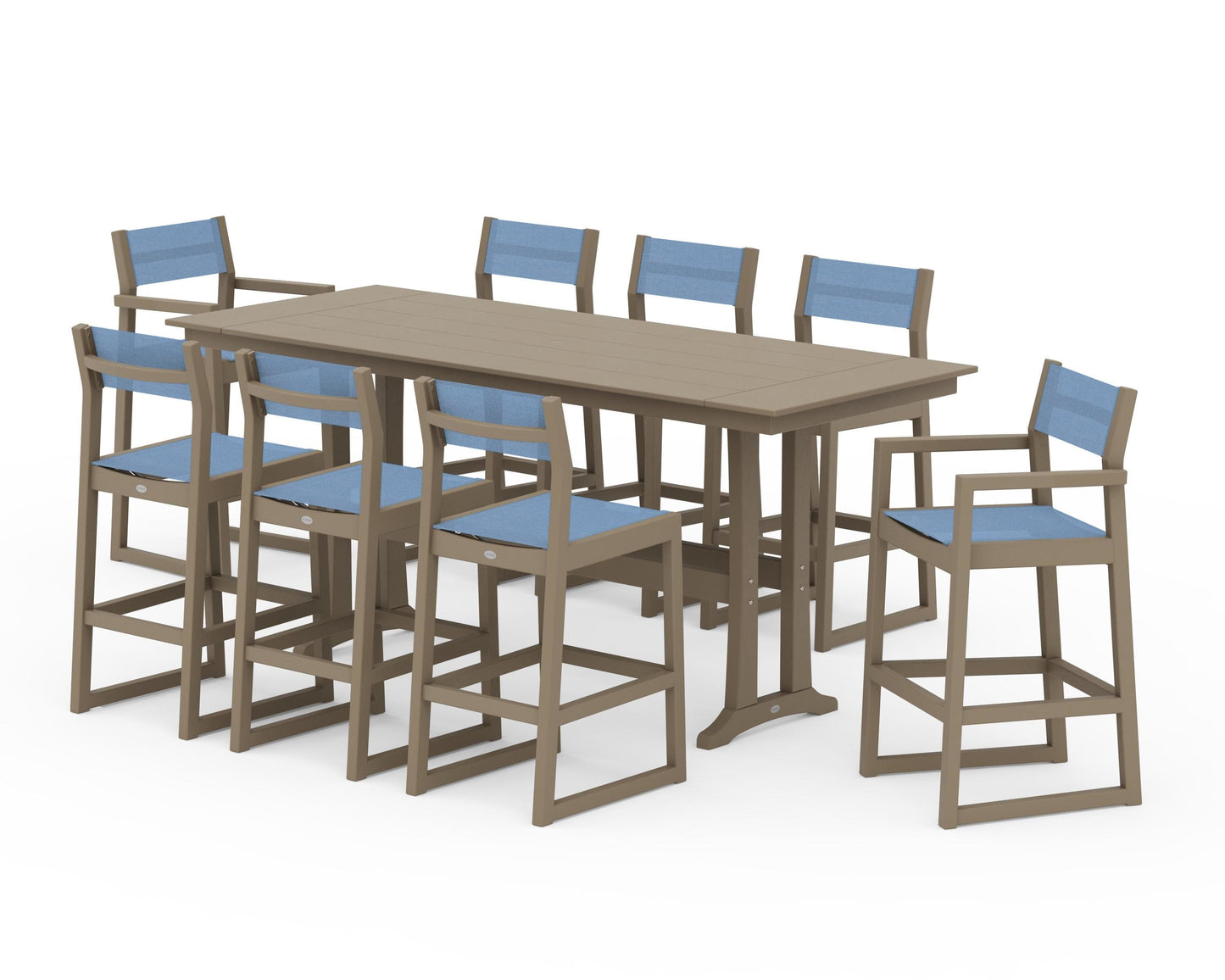 EDGE Sling 9-Piece Farmhouse Bar Set with Trestle Legs