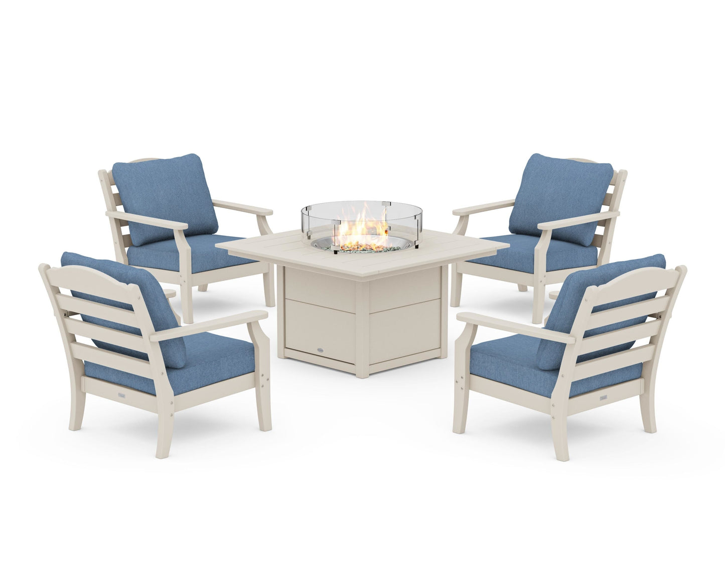 Savannah 5-Piece Deep Seating Set with Fire Pit Table