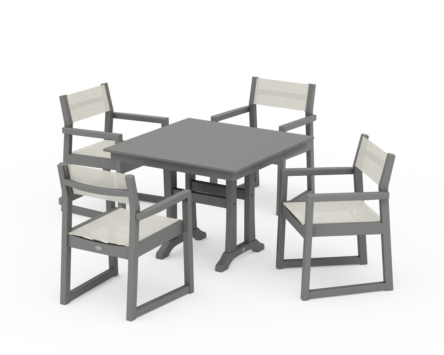 EDGE Sling 5-Piece Farmhouse Dining Set with Trestle Legs