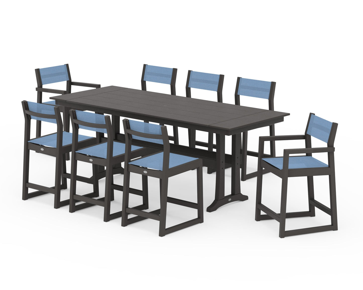 EDGE Sling 9-Piece Farmhouse Counter Set with Trestle Legs