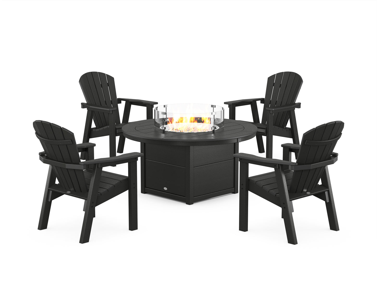 Seashell 4-Piece Upright Adirondack Conversation Set with Fire Pit Table