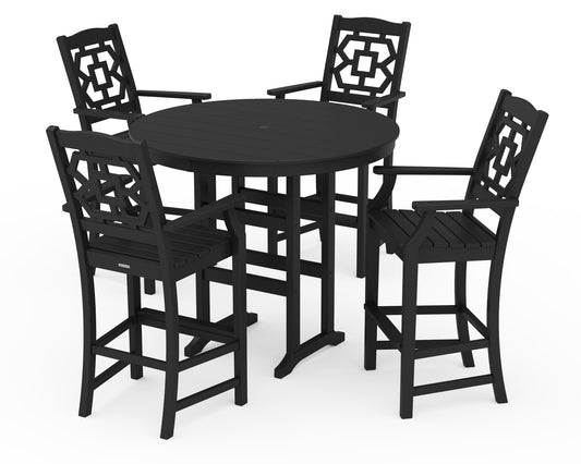 Chinoiserie 5-Piece Round Farmhouse Bar Set
