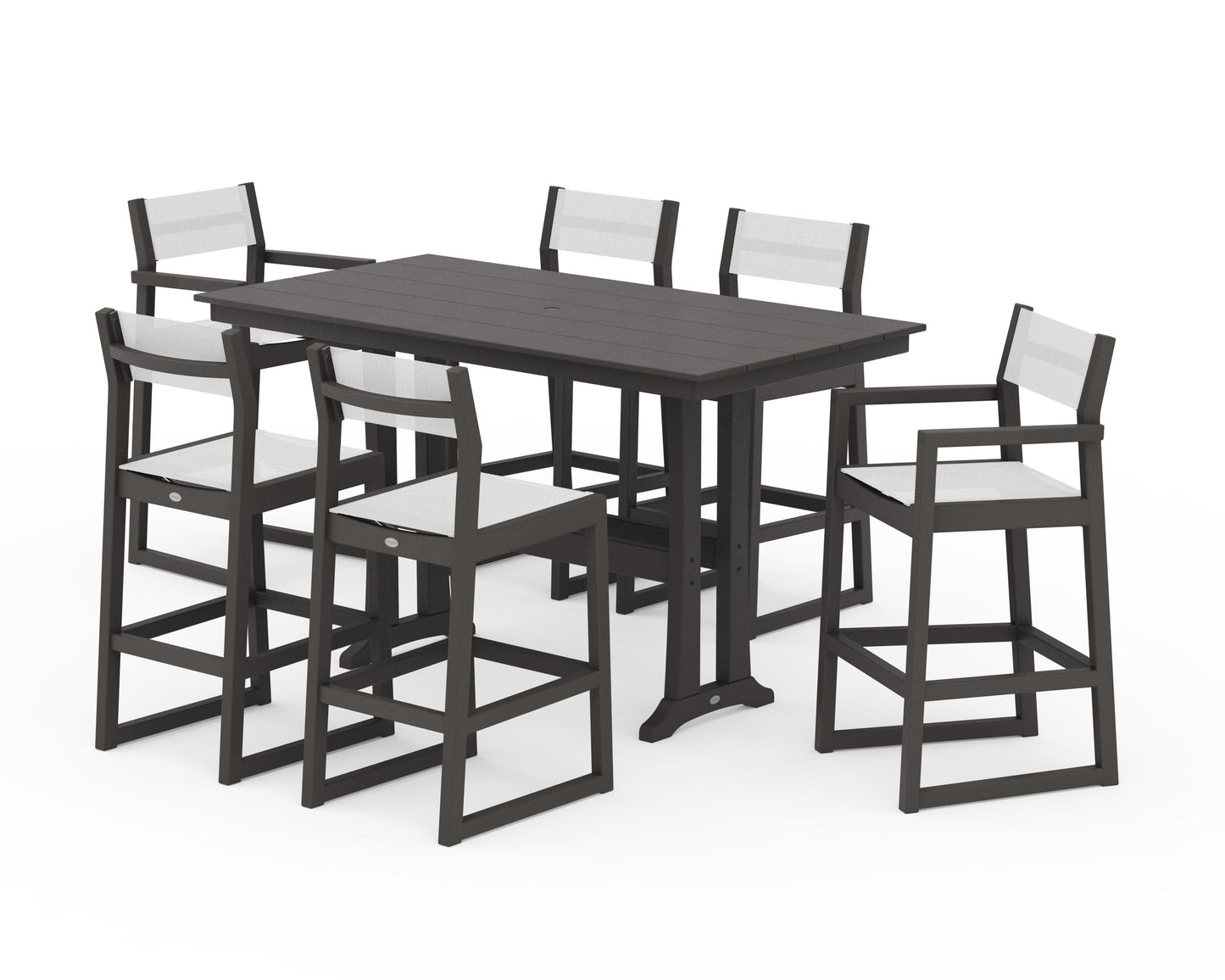 EDGE Sling 7-Piece Farmhouse Bar Set with Trestle Legs
