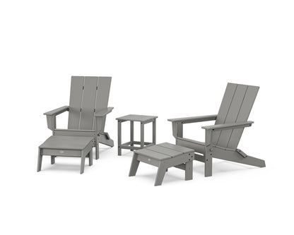 5-Piece Modern Studio Folding Adirondack Set with Ottomans and Side Table