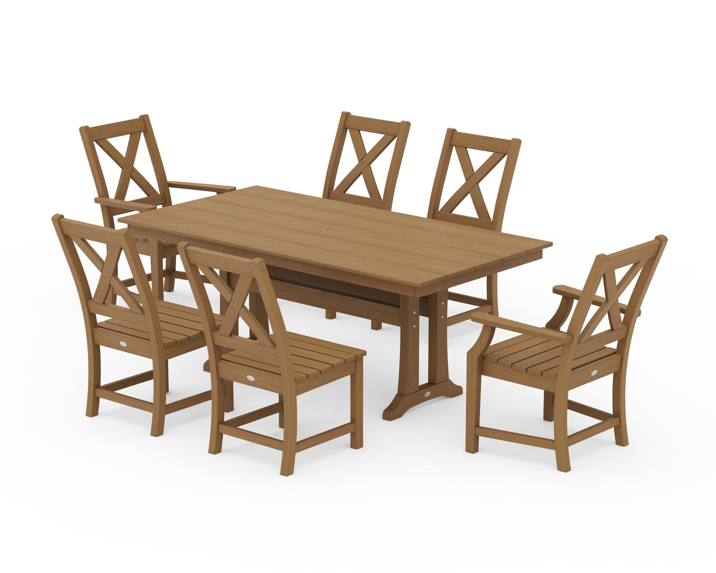 Braxton 7-Piece Farmhouse Dining Set With Trestle Legs
