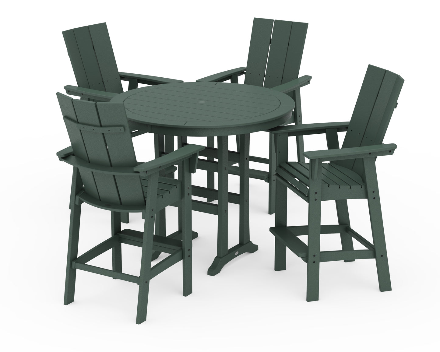 Modern Curveback Adirondack 5-Piece Nautical Trestle Bar Set