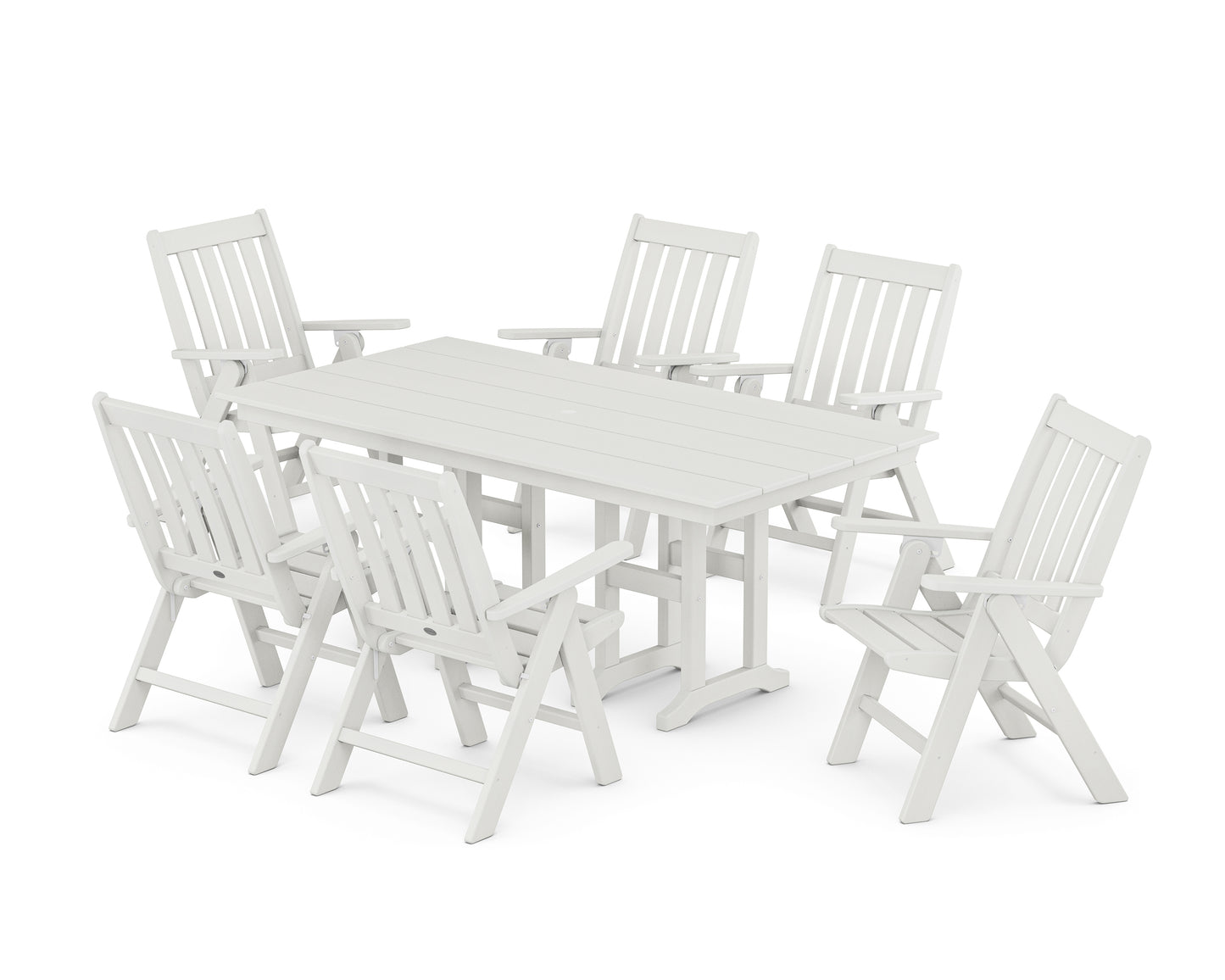 Vineyard Folding Chair 7-Piece Farmhouse Dining Set