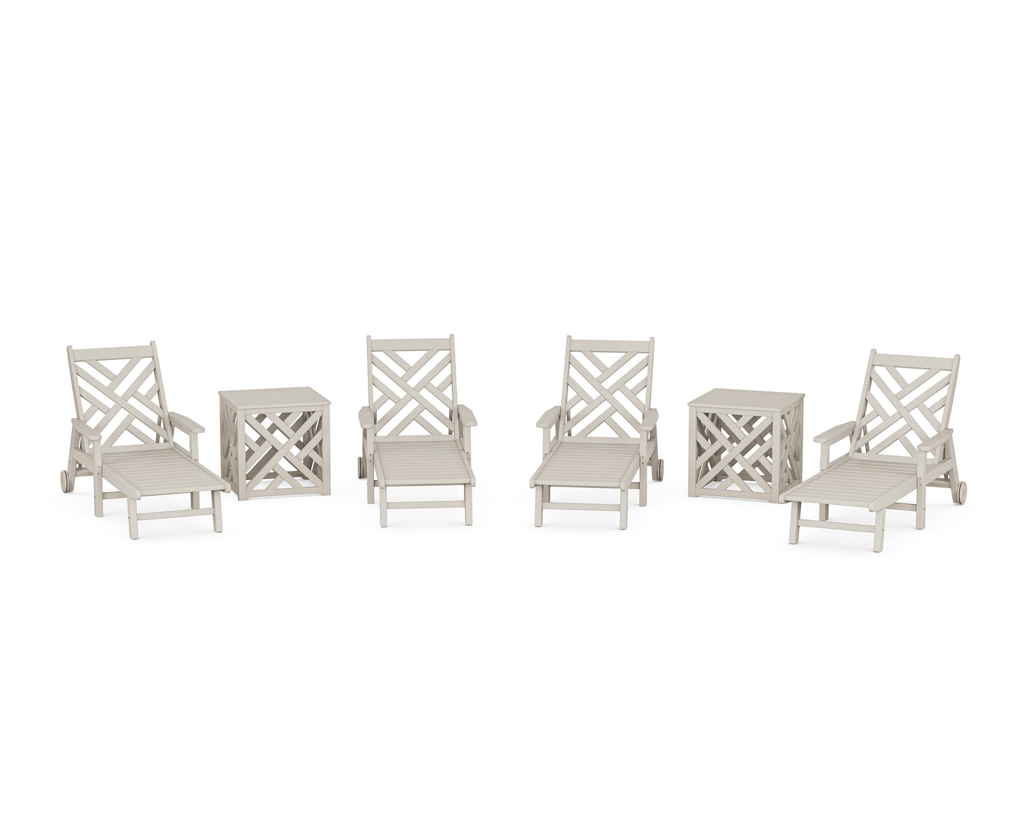 Chippendale 6-Piece Chaise Set with Umbrella Stand Accent Table