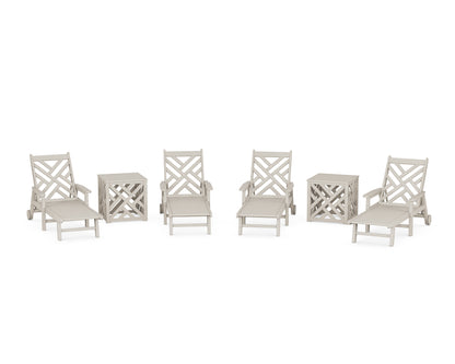 Chippendale 6-Piece Chaise Set with Umbrella Stand Accent Table