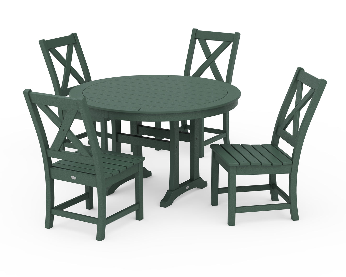 Braxton Side Chair 5-Piece Round Dining Set With Trestle Legs