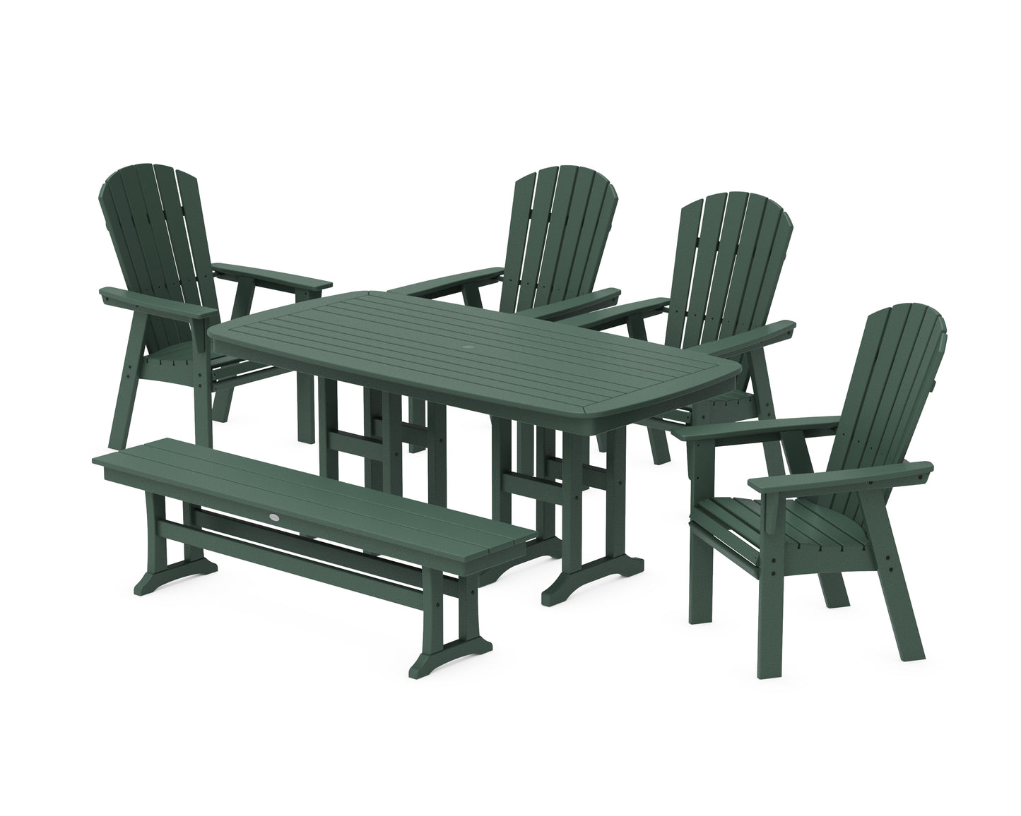 Nautical Curveback Adirondack 6-Piece Dining Set with Bench