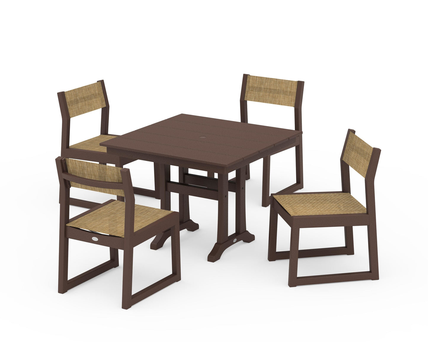 EDGE Sling 5-Piece Farmhouse Trestle Side Chair Dining Set