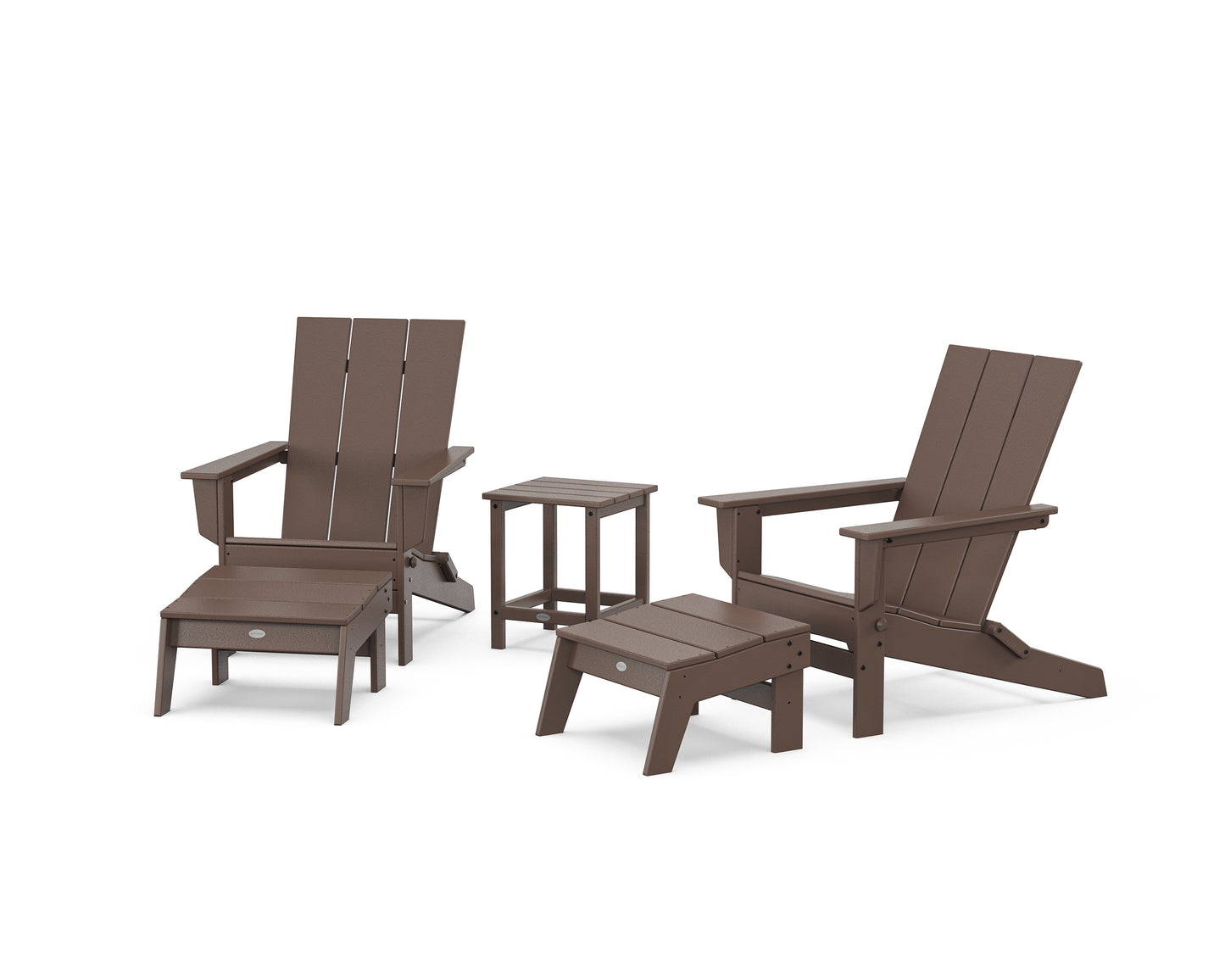 5-Piece Modern Studio Folding Adirondack Set with Ottomans and Side Table