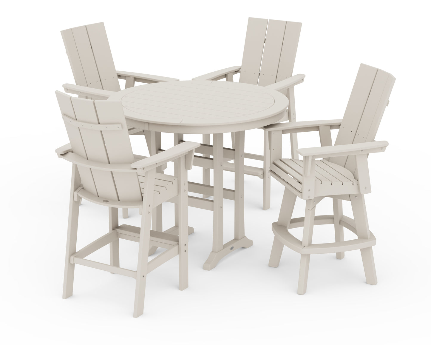 Modern Adirondack 5-Piece Nautical Trestle Round Bar Set with Swivels