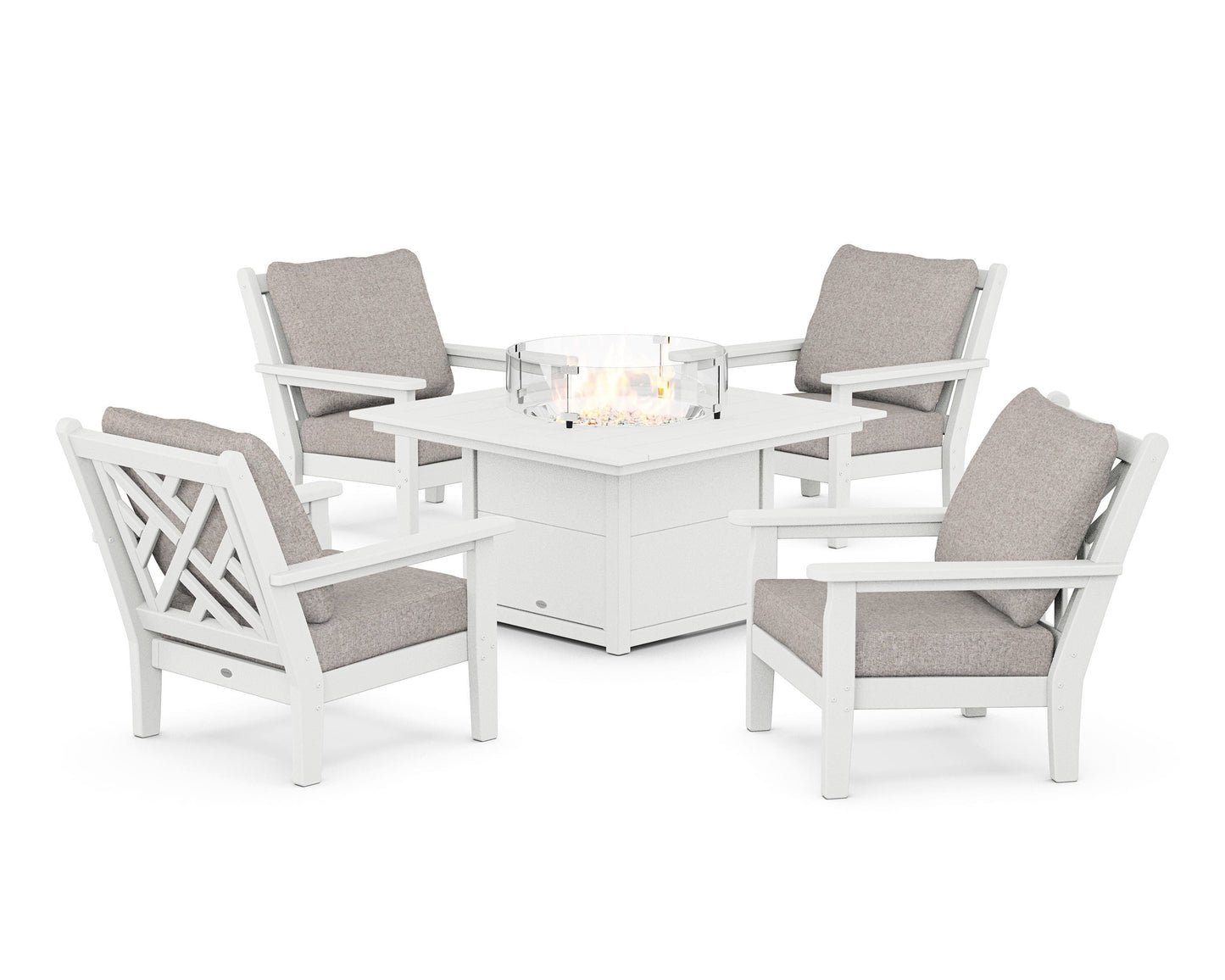Chippendale 5-Piece Deep Seating Set with Fire Pit Table