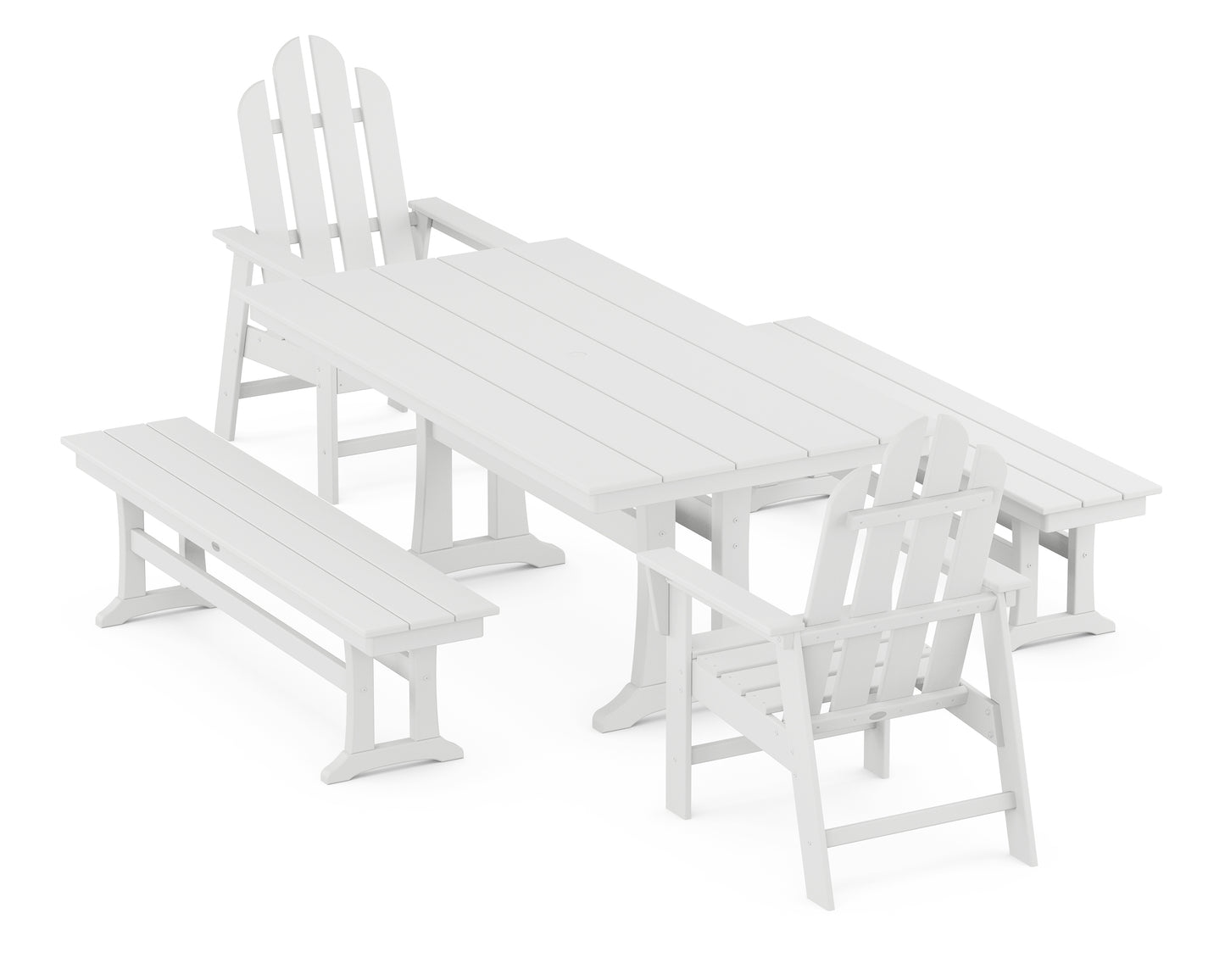 Long Island 5-Piece Farmhouse Dining Set With Trestle Legs