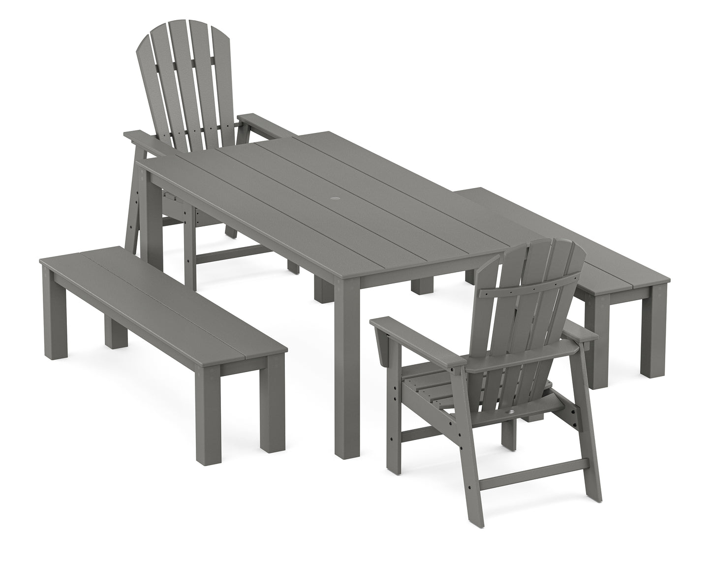 South Beach 5-Piece Parsons Dining Set with Benches