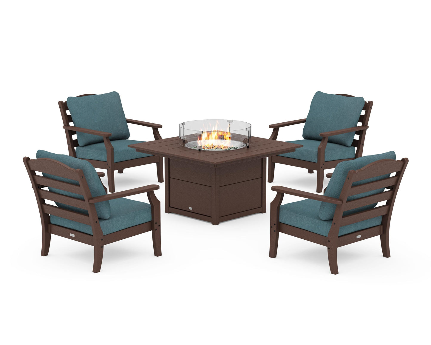 Savannah 5-Piece Deep Seating Set with Fire Pit Table