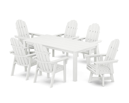 Vineyard Curveback Adirondack 7-Piece Parsons Swivel Dining Set