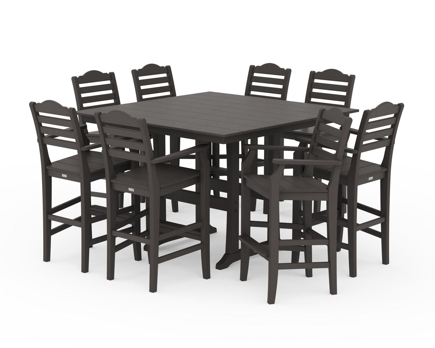 Savannah 9-Piece Square Farmhouse Bar Set with Trestle Legs
