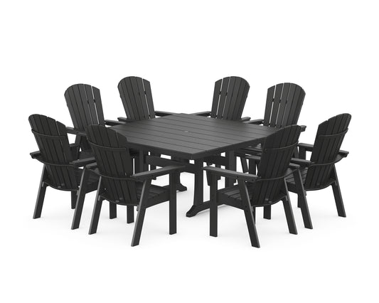 Nautical Curveback Adirondack 9-Piece Square Dining Set with Trestle Legs