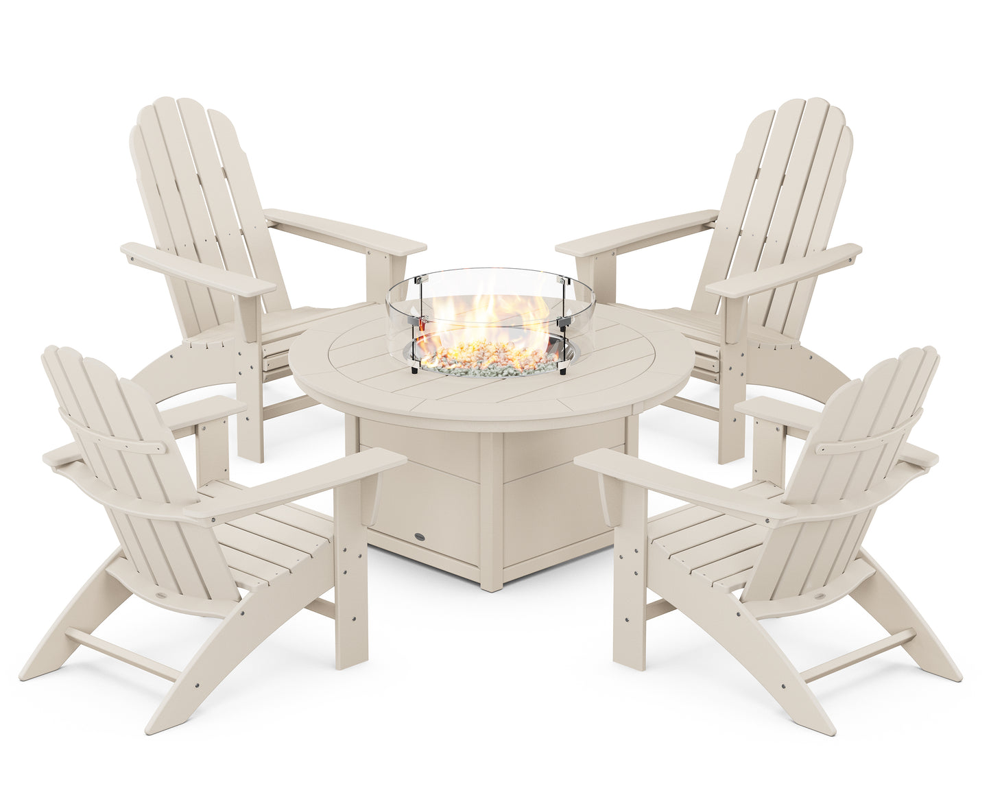 Vineyard Curveback Adirondack 5-Piece Conversation Set with Fire Pit Table