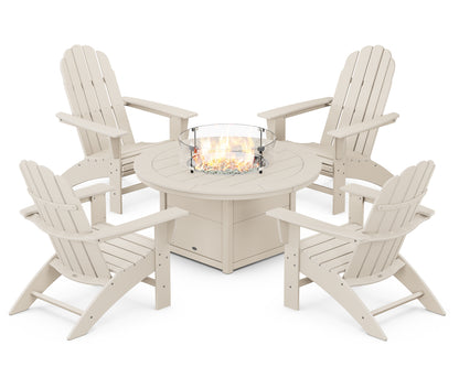 Vineyard Curveback Adirondack 5-Piece Conversation Set with Fire Pit Table
